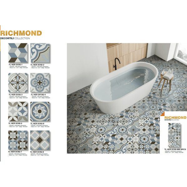 20X20 DECO RICHMOND 8 PIECES MELANGEES